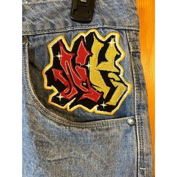 Ninth Hall Ambush Jeans Stone Wash Baggy Graffiti Embroidered Size 34 (8805) - Picture 4 of 9